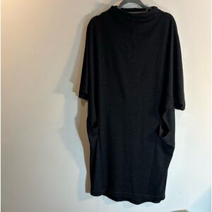 AYRTHIGHT Clothing Sz L Tunic Dress Jersey Knit High Boat Neck Pockets Bat Wing